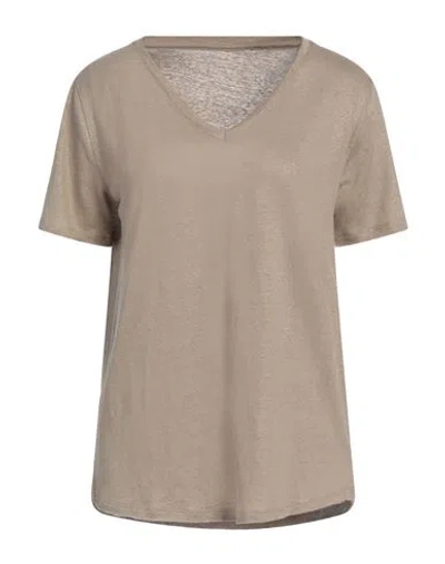 MAJESTIC MAJESTIC FILATURES WOMAN T-SHIRT SAND SIZE 1 LINEN, ELASTANE
