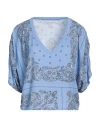 Majestic Filatures Woman T-shirt Sky Blue Size 1 Viscose, Linen, Elastane In Blue