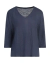 Majestic Filatures Woman T-shirt Slate Blue Size 4 Linen, Elastane