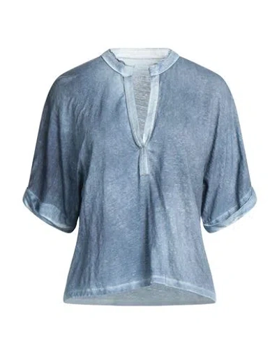 Majestic Filatures Woman T-shirt Slate Blue Size 4 Linen, Elastane