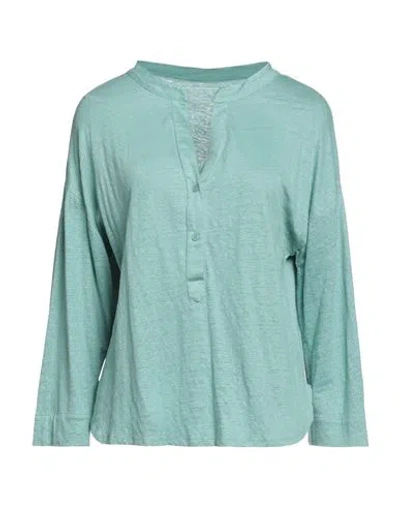 MAJESTIC MAJESTIC FILATURES WOMAN T-SHIRT TURQUOISE SIZE 1 LINEN, ELASTANE
