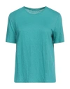 Majestic Filatures Woman T-shirt Turquoise Size 2 Linen, Elastane In Blue