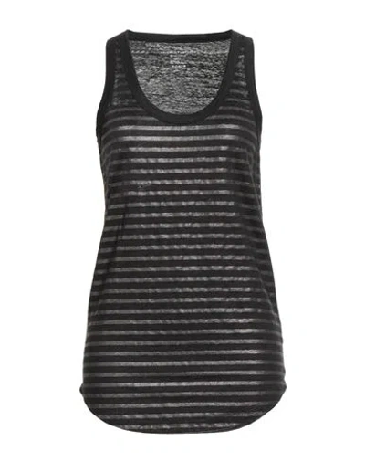Majestic Filatures Woman Tank Top Black Size 1 Linen, Elastane