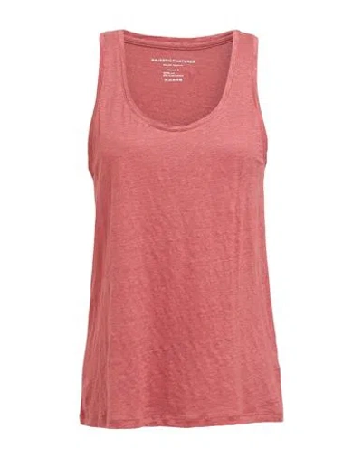 Majestic Filatures Woman Tank Top Garnet Size 4 Linen, Elastane In Red