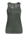 Majestic Filatures Woman Tank Top Military Green Size 1 Linen, Elastane In Green