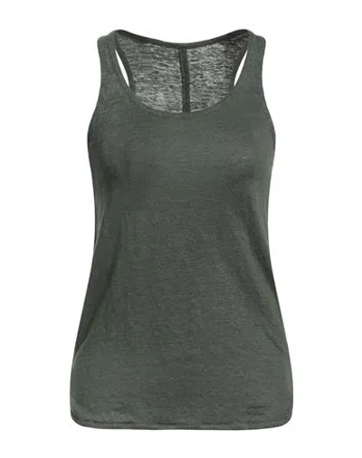 Majestic Filatures Woman Tank Top Military Green Size 1 Linen, Elastane