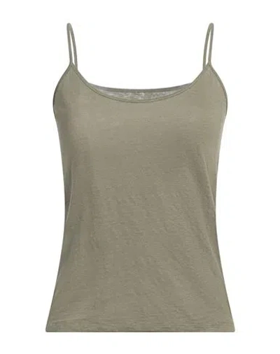 Majestic Filatures Woman Tank Top Military Green Size 2 Linen, Elastane