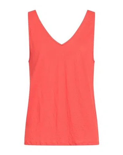 Majestic Filatures Woman Tank Top Tomato Red Size 4 Linen, Elastane