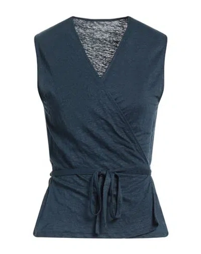 Majestic Filatures Woman Top Midnight Blue Size 1 Linen, Elastane