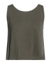 Majestic Filatures Woman Top Military Green Size 1 Linen, Elastane In Green