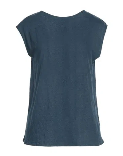 Majestic Filatures Woman Top Navy Size 1 Linen, Elastane