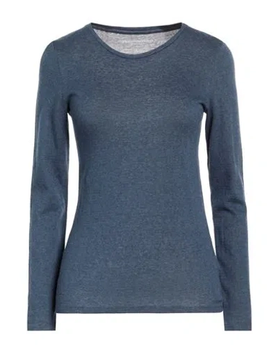 Majestic Filatures Woman Top Slate Blue Size 1 Cotton, Cashmere