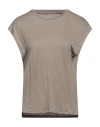 Majestic Filatures Woman Top Taupe Size 1 Linen, Elastane In Grey