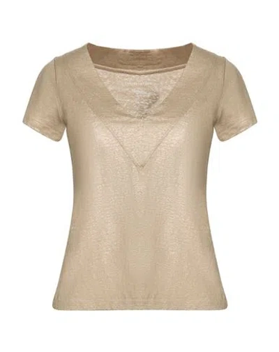 Majestic Filatures Woman T-shirt Gold Size 1 Linen, Elastane In Neutral