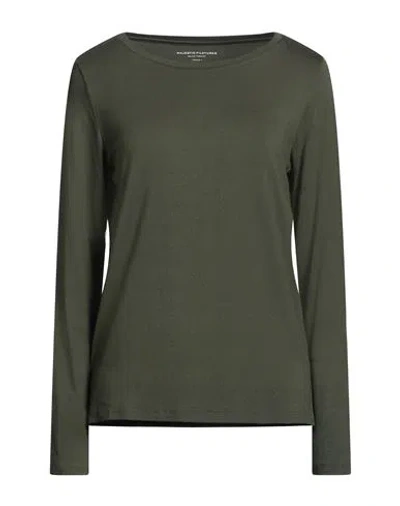 Majestic Filatures Woman T-shirt Military Green Size 1 Viscose, Elastane In Multi