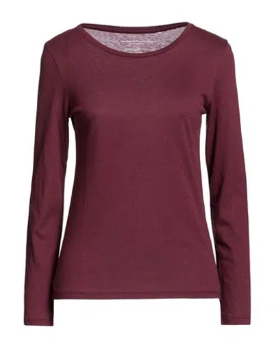 Majestic Filatures Woman T-shirt Plum Size 1 Cotton, Cashmere In Burgundy