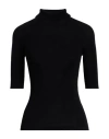 Majestic Filatures Woman Turtleneck Black Size 1 Merino Wool, Silk In Black