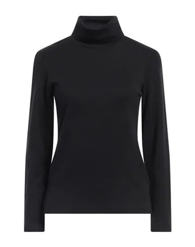 Majestic Filatures Woman Turtleneck Black Size 3 Cotton, Cashmere In Black