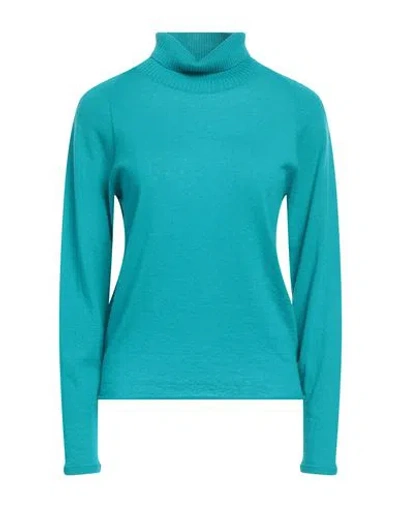 Majestic Filatures Woman Turtleneck Turquoise Size 1 Cashmere In Blue