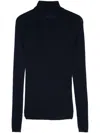 Majestic Wool And Silk Blend High-neck Sweater In Blue