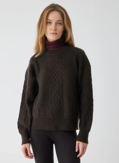 Majestic Filatures Yak Wool Cable Long Sleeve Crewneck In Brown