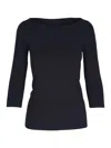 Majestic Merrow Soft Touch Boatneck Top In Blue