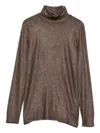 Majestic Fitted Brown Turtleneck Sweater With Subtle Shimmer In Brown