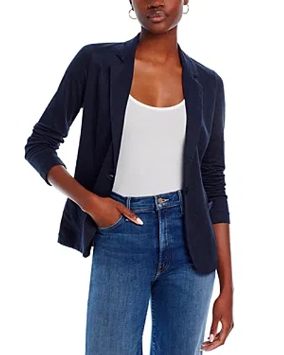 Majestic Fitted Linen Blazer In Marine