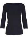 Majestic Merrow Soft Touch Boatneck Top In Blau