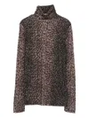 Majestic Fitted Turtleneck Sweater With Black Leopard Print In Black