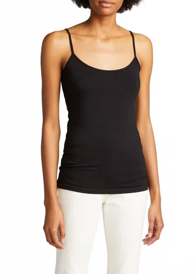 MAJESTIC FLAT-EDGE SPAGHETTI TANK IN BLACK