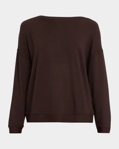 Majestic French Terry Crewneck Sweatshirt In Brown