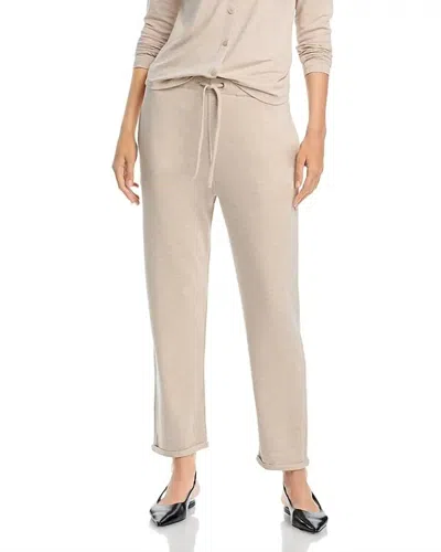 Majestic French Terry Drawstring Wide Leg Pants In Ecru Chine