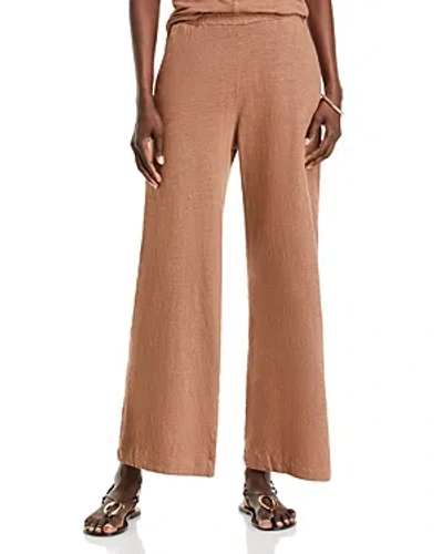Majestic French Terry Elasticized Waist Wide Leg Pants In Brown