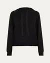 Majestic French Terry Hoodie With Grosgrain Trim In Noir