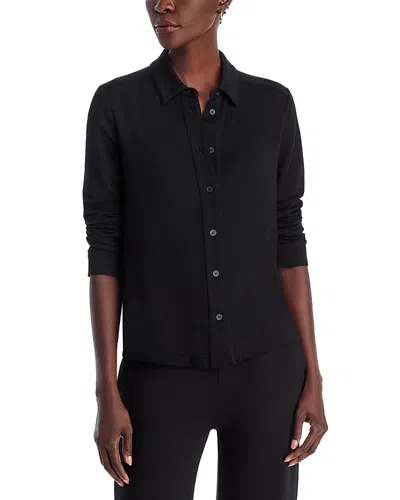 Majestic Button-down French Terry Shirt In Noir