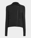 Majestic French Terry Moto Jacket In Black
