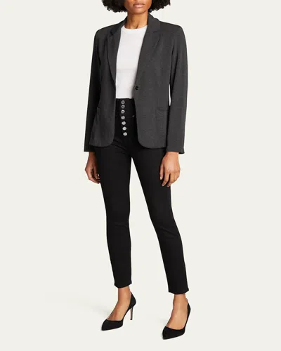 Majestic French Terry One-button Blazer In Gray