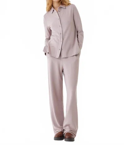 Majestic French Terry Relaxed Shirt With Back Pleat In Coffee In Purple