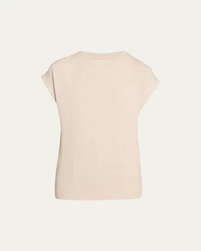 Majestic French Terry Rolled-cuff Short-sleeve Crewneck Tee In Brown
