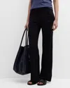 Majestic French Terry Wide-leg Trousers In Blanc