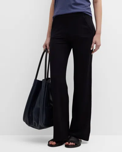 Majestic French Terry Wide-leg Trousers In Blanc