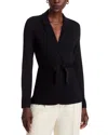 Majestic Tie-waist French Terry Blazer In Noir