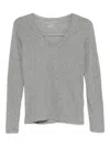 Majestic Heathered Grey Cashmere Blend Sweater In Gray