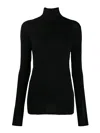 Majestic Cotton-cashmere Long Sleeve Turtleneck Top In Black