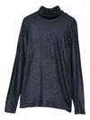 Majestic High Turtleneck Blue Sweater With Subtle Shimmer In Black