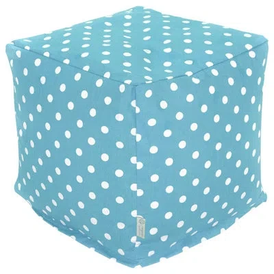 Majestic Home Goods 17" Wide Square Polka Dots Cube Ottoman In Aquamarine