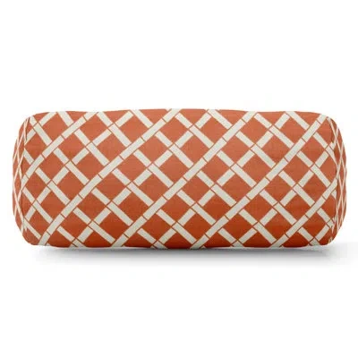 Majestic Home Goods Bamboo Pattern Round Outdoor Bolster Pillow Cover & Insert In Burnt Orange