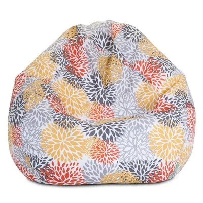 Majestic Home Goods Blooms Standard Outdoor Friendly Bean Bag Chair & Lounger In Gray;red;yellow