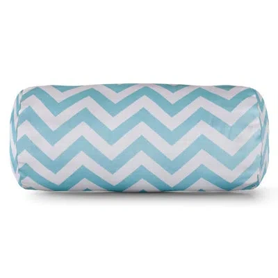 Majestic Home Goods Chevron Bolster Cotton Throw Pillow In Tiffany Blue